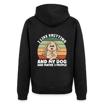 I Like Knitting - Unisex Premium Bio Zip Hoodie - Schwarz - Hinten - Nico (187cm)