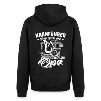 Kranfahrer Opa Kran - Unisex Premium Bio Zip Hoodie - Schwarz - Hinten - Nico (187cm)