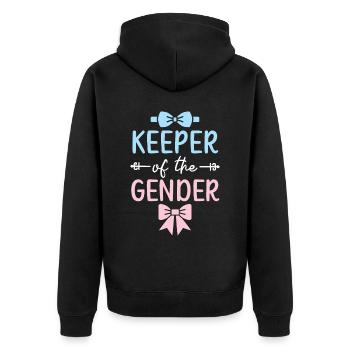 Keeper Of The Gender Schwangerschaft Gender Reveal - Unisex Premium Bio Zip Hoodie - Schwarz - Hinten - Nico (187cm)