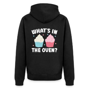 Was ist im Ofen Baby Ankündigung Geschlecht Enthüllung - Unisex Premium Bio Zip Hoodie - Schwarz - Hinten - Nico (187cm)