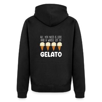 Eis Gelato Sommer Lustiges Eis - Unisex Premium Bio Zip Hoodie - Schwarz - Hinten - Nico (187cm)