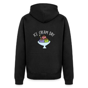 Eis Gelato Sommer Lustiges Eis - Unisex Premium Bio Zip Hoodie - Schwarz - Hinten - Nico (187cm)