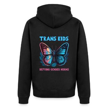 Trans Kids Defying Gender Norms - Unisex Premium Bio Zip Hoodie - Schwarz - Hinten - Nico (187cm)