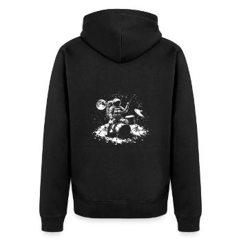 Astronaut Spielt Auf Seinem Schlagzeug - Unisex Premium Bio Zip Hoodie - Schwarz - Hinten - Nico (187cm)