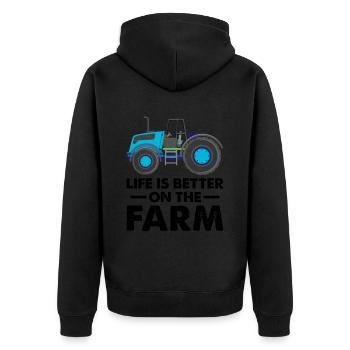 La vie est meilleure à la ferme Agriculteurs - Veste à capuche bio Premium Unisexe - noir - Dos - Nico (187cm)