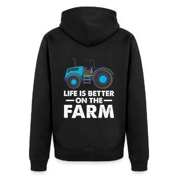 Life is better on the farm tractor - Unisex Premium Organic Zip Hoodie - black - Back - Nico (187cm)