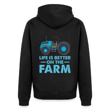 La vie est meilleure sur le tracteur agricole - Veste à capuche bio Premium Unisexe - noir - Dos - Nico (187cm)