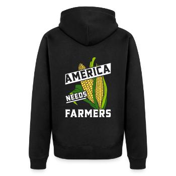 America needs farmers corn food - Unisex Premium Organic Zip Hoodie - black - Back - Nico (187cm)