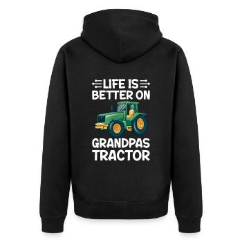 La vie est meilleure sur le tracteur du grand-père Green - Veste à capuche bio Premium Unisexe - noir - Dos - Nico (187cm)