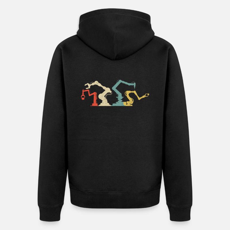 Robot Robotics Engineer Retro - Unisex Premium Bio Zip Hoodie - Schwarz
