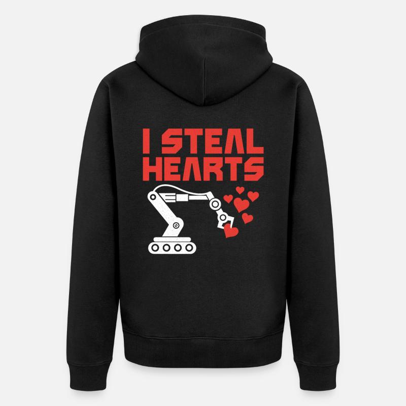 Robot Robotics Engineer Valentines - Unisex Premium Bio Zip Hoodie - Schwarz