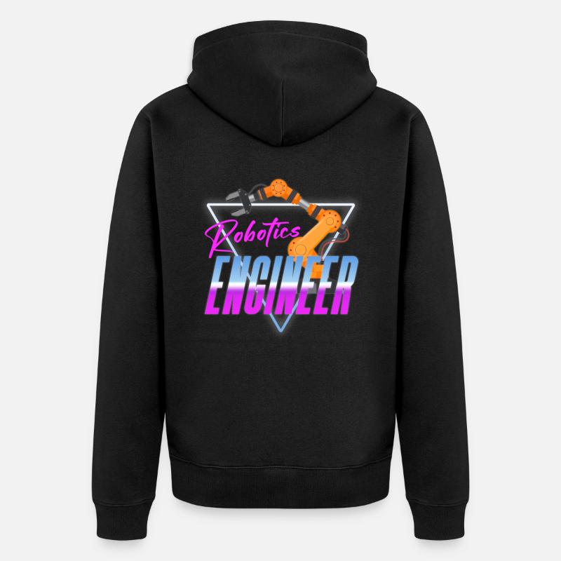 Robot Robotics Engineer Retro - Unisex Premium Organic Zip Hoodie - black