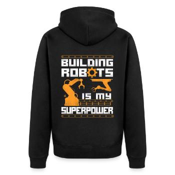 Robot Robotics Engineer Vintage - Unisex Premium Bio Zip Hoodie - Schwarz - Hinten - Nico (187cm)