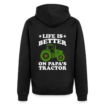 Life is better on daddy's tractor - Unisex Premium Organic Zip Hoodie - black - Back - Nico (187cm)