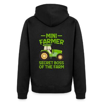 Bauer Heimlicher Chef Der Farm Ceo - Unisex Premium Bio Zip Hoodie - Schwarz - Hinten - Nico (187cm)