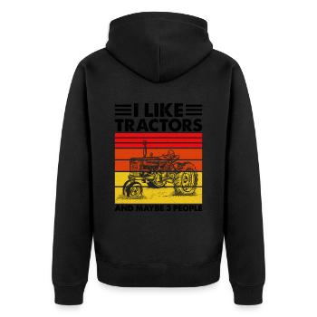 I like tractors and maybe 3 people tractor - Unisex Premium Organic Zip Hoodie - black - Back - Nico (187cm)