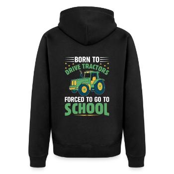 Born to drive tractors, forced to - Unisex Premium Organic Zip Hoodie - black - Back - Nico (187cm)