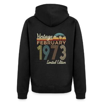 Vintage FEBRUARY 1973 Limited Edition - Unisex Premium Organic Zip Hoodie - black - Back - Nico (187cm)