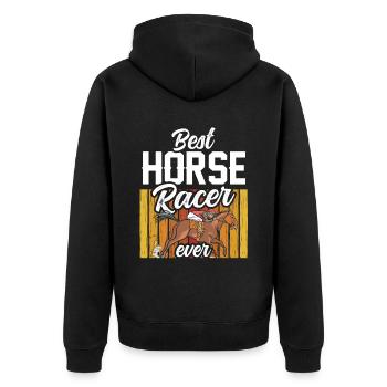 Bester Pferderennen Reiter Aller Zeiten Pferd - Unisex Premium Bio Zip Hoodie - Schwarz - Hinten - Nico (187cm)