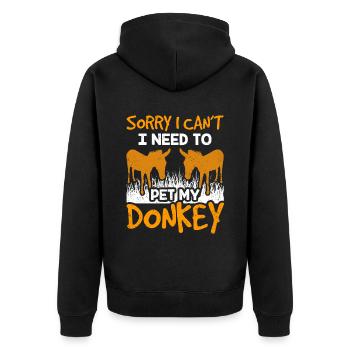 Can't I have to pet my donkey animal - Unisex Premium Organic Zip Hoodie - black - Back - Nico (187cm)