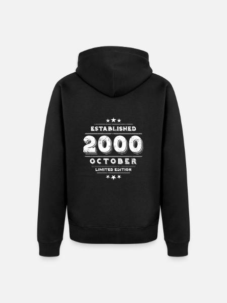 Birthday in October 2000 - October - Unisex Premium Organic Zip Hoodie - black