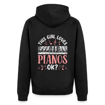 Cette fille aime le piano - Veste à capuche bio Premium Unisexe - noir - Dos - Nico (187cm)
