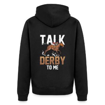 Talk Derby with me rider horse riding - Unisex Premium Organic Zip Hoodie - black - Back - Nico (187cm)
