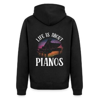 La vie est faite de pianos Joueurs de piano - Veste à capuche bio Premium Unisexe - noir - Dos - Nico (187cm)