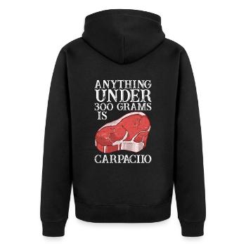 Steak - Unisex Premium Bio Zip Hoodie - Schwarz - Hinten - Nico (187cm)