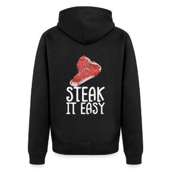 Steak - Unisex Premium Bio Zip Hoodie - Schwarz - Hinten - Nico (187cm)