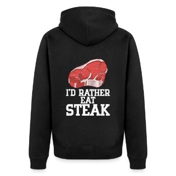 Steak - Unisex Premium Bio Zip Hoodie - Schwarz - Hinten - Nico (187cm)