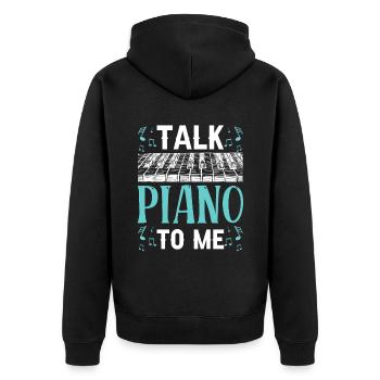 Sprich Klavier Mit Mir Klavierspieler Musiker - Unisex Premium Bio Zip Hoodie - Schwarz - Hinten - Nico (187cm)