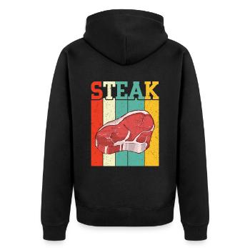 Steak - Unisex Premium Bio Zip Hoodie - Schwarz - Hinten - Nico (187cm)