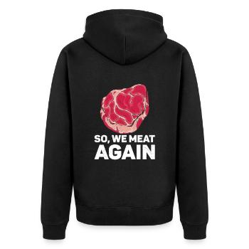 Steak - Unisex Premium Bio Zip Hoodie - Schwarz - Hinten - Nico (187cm)