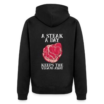 Steak - Unisex Premium Bio Zip Hoodie - Schwarz - Hinten - Nico (187cm)