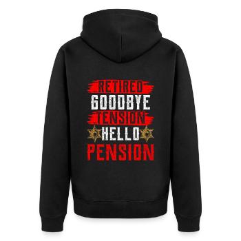 In retirement Goodbye Tension Hello Pension Police - Unisex Premium Organic Zip Hoodie - black - Back - Nico (187cm)