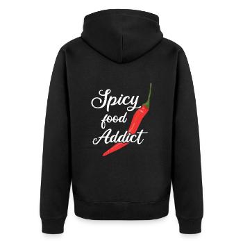 Chili-Pfeffer - Unisex Premium Bio Zip Hoodie - Schwarz - Hinten - Nico (187cm)
