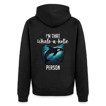 Killerwal Schwertwal Wale beobachten Orca Wal - Unisex Premium Bio Zip Hoodie - Schwarz - Hinten - Nico (187cm)