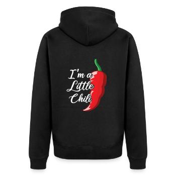 Chili-Pfeffer - Unisex Premium Bio Zip Hoodie - Schwarz - Hinten - Nico (187cm)