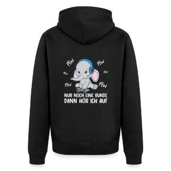 Nur Noch Eine Runde Zocken Gamer Elefant - Unisex Premium Bio Zip Hoodie - Schwarz - Hinten - Nico (187cm)