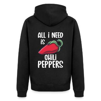 Chili-Pfeffer - Unisex Premium Bio Zip Hoodie - Schwarz - Hinten - Nico (187cm)