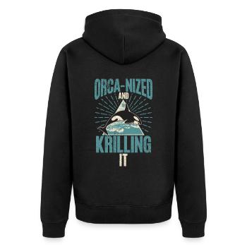 Killerwal Schwertwal Wale beobachten Orca Wal - Unisex Premium Bio Zip Hoodie - Schwarz - Hinten - Nico (187cm)
