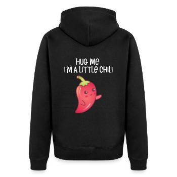 Chili-Pfeffer - Unisex Premium Bio Zip Hoodie - Schwarz - Hinten - Nico (187cm)