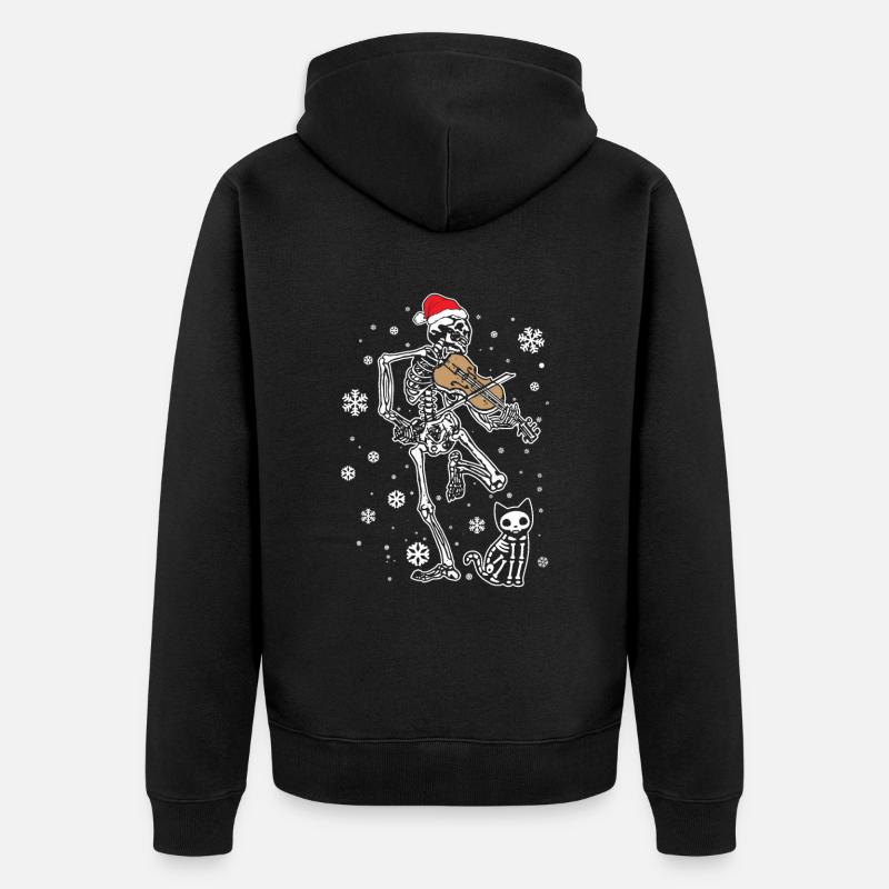 Squelette Violon Cat - Veste à capuche bio Premium Unisexe - noir