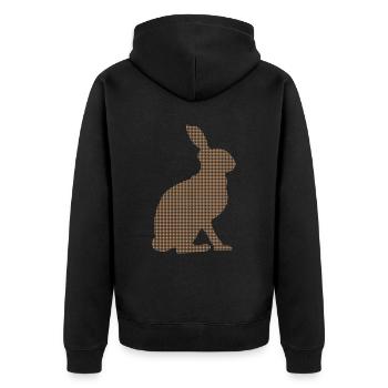Hare - Unisex Premium Organic Zip Hoodie - black - Back - Nico (187cm)