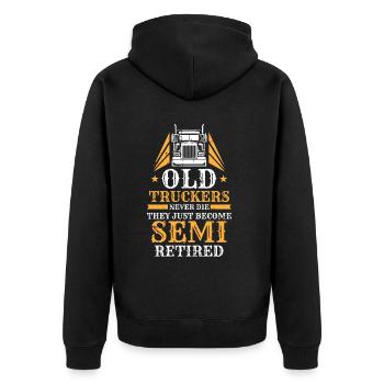 Truck Driver Trucker Truck Driver Funny - Unisex Premium Organic Zip Hoodie - black - Back - Nico (187cm)