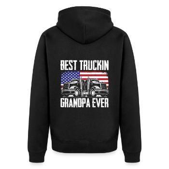 Chauffeur de camion Camionneur Grand-père - Veste à capuche bio Premium Unisexe - noir - Dos - Nico (187cm)