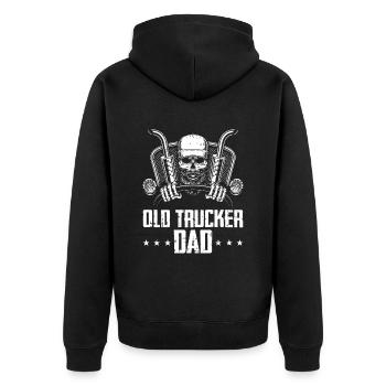 Lkw Fahrer Trucker Lastwagenfahrer Vati - Unisex Premium Bio Zip Hoodie - Schwarz - Hinten - Nico (187cm)