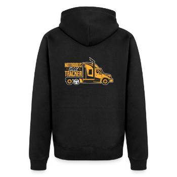 Lkw Fahrer Trucker Lastwagenfahrer Alter Trucker - Unisex Premium Bio Zip Hoodie - Schwarz - Hinten - Nico (187cm)