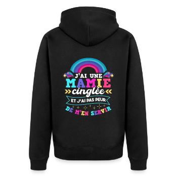 J'ai Une Mamie Cinglée Petite-Fille Enfant - Veste à capuche bio Premium Unisexe - noir - Dos - Nico (187cm)